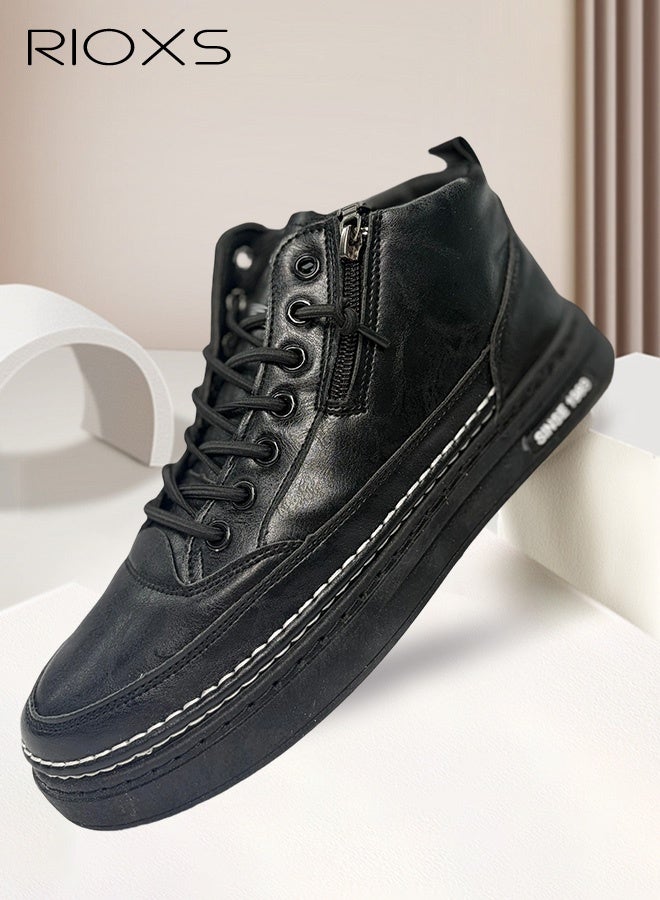 ريوكس حذاء نعل علوي للرجال، أحذية جلدية غير رسمية، حذاء نعل مريح للرجال، حذاء بناطيل مستطيل الأصابع مع إغلاق جانبى، حذاء ركوب للرجال، حذاء خصر خفيف الوزن، أحذية يومية غير قابلة للانزلاق للرجال، أحذية أزياء للاجتماعات في المكتب والاحتفالات العائلية والعطلات، حذاء رياضي للرجال مريح يُستخدم مع الجينز وجاكيت واللباس الداخلي، أحذية قدم سوداء - Image 1